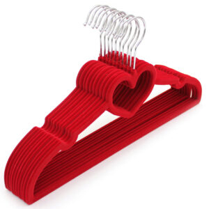 Heart-shaped velvet coat hanger
