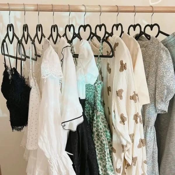 Heart-shaped velvet coat hanger - 图片 6